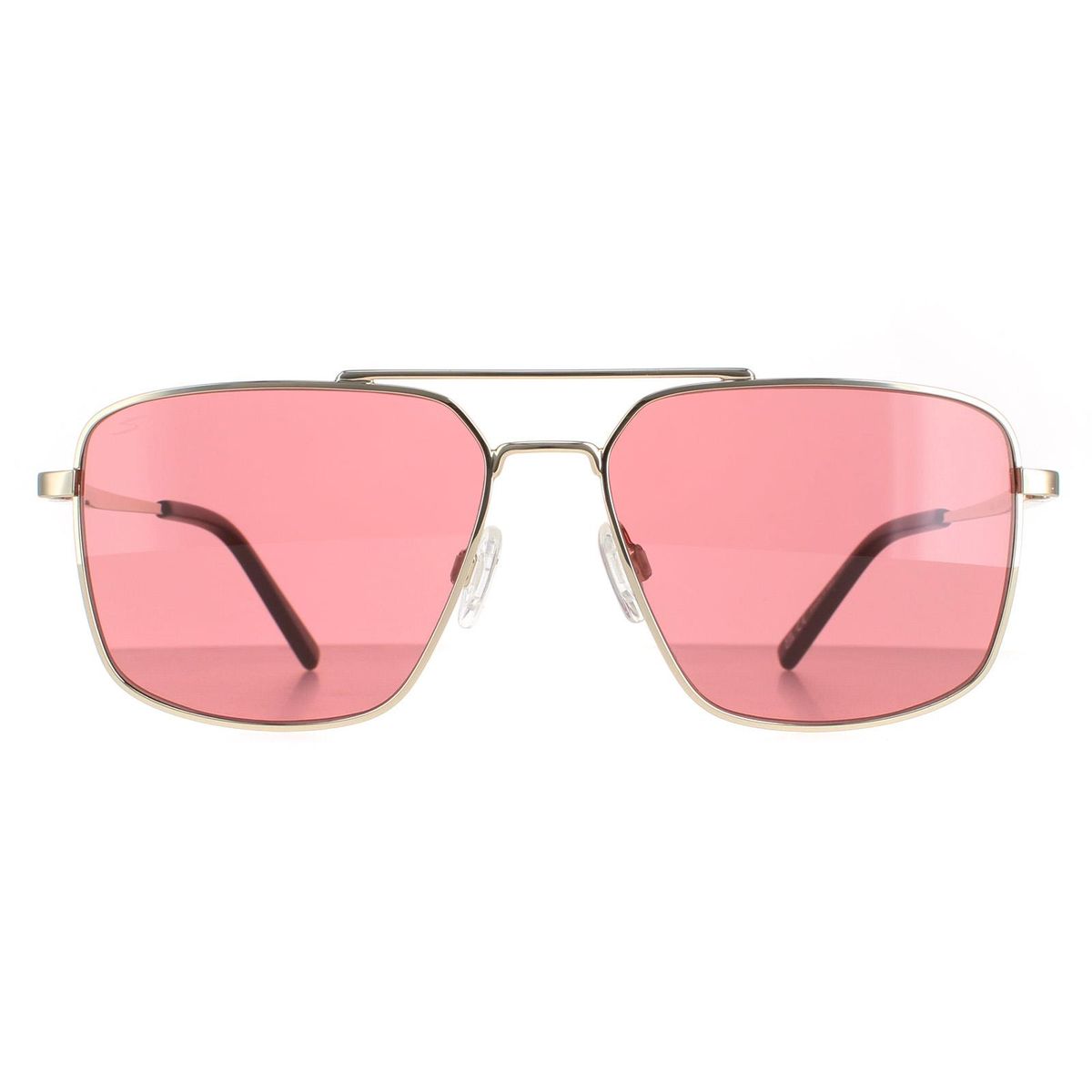 Eckige Pilotenbrille mit pinkfarbenen Gläsern