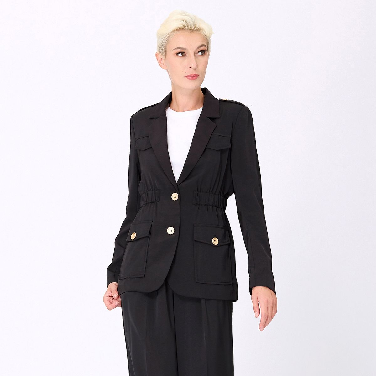 Taillierter Safari-Blazer mit geraffter Taille