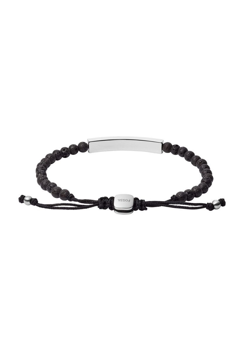 Herren Lava-Perlenarmband mit Stahlplatte