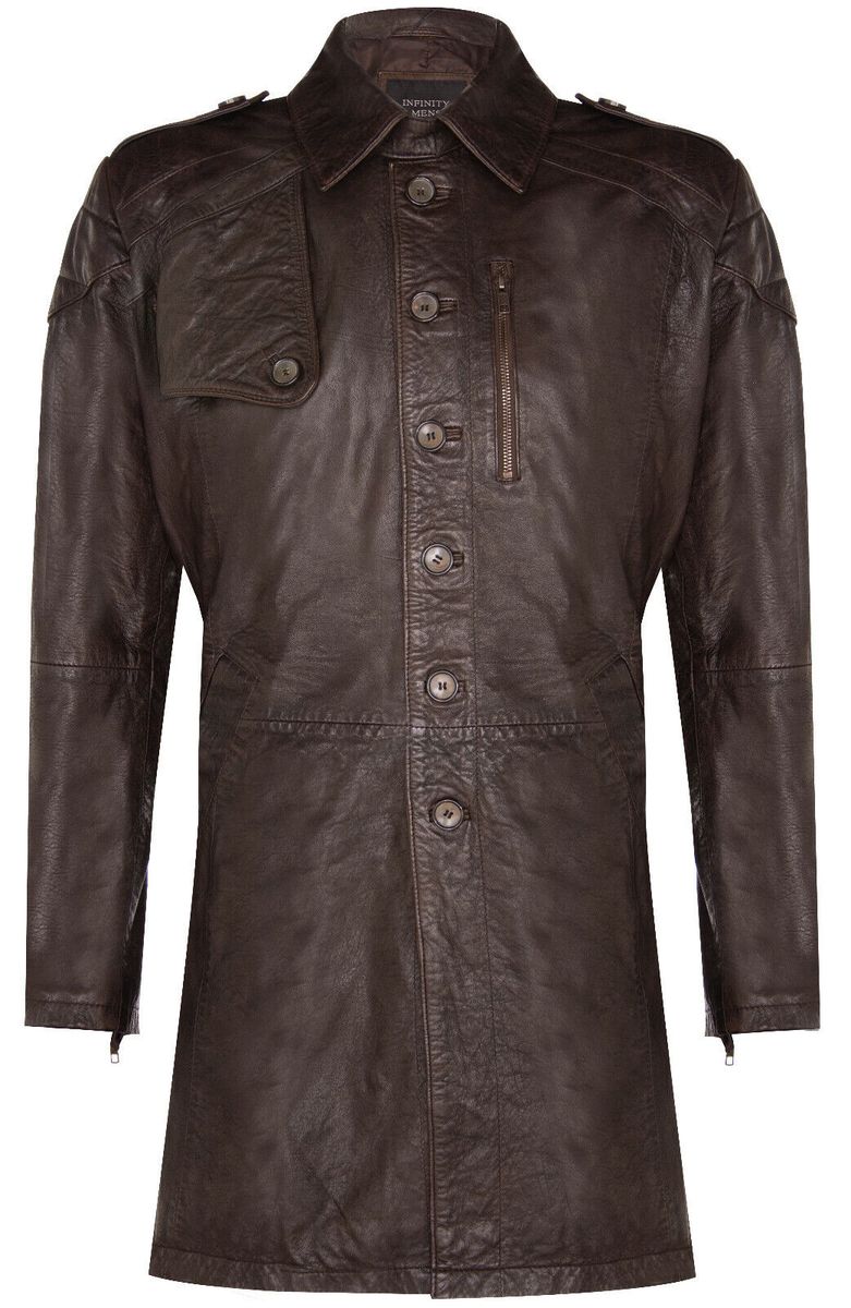 Militärischer Trenchcoat aus Used-Leder