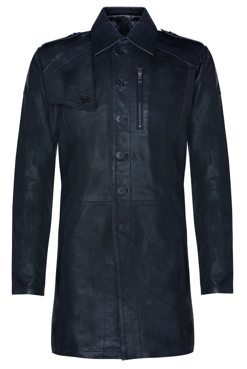 Militärischer Trenchcoat aus Used-Leder