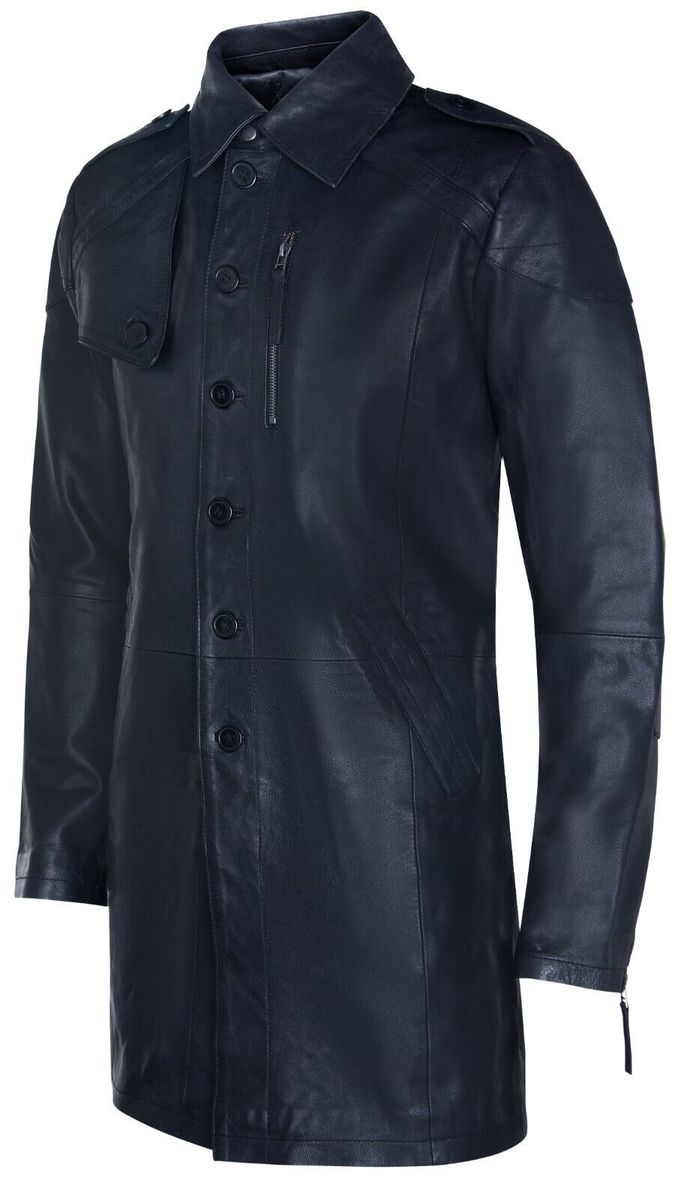 Militär-Trenchcoat aus Distressed-Leder