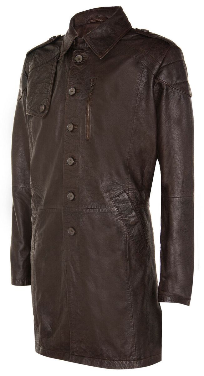 Militär-Trenchcoat aus Distressed-Leder