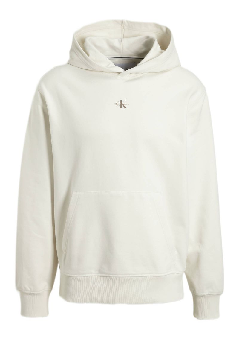 Elfenbeinfarbener Calvin Klein Jeans Kapuzenpullover