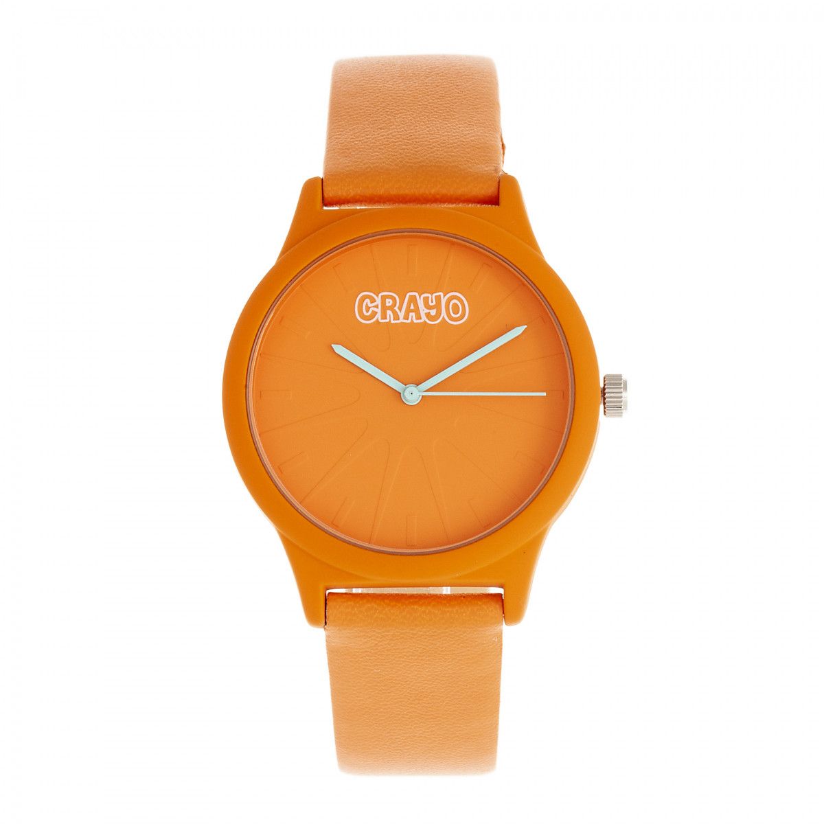 Orangefarbene Unisex-Modeuhr mit Lederriemen