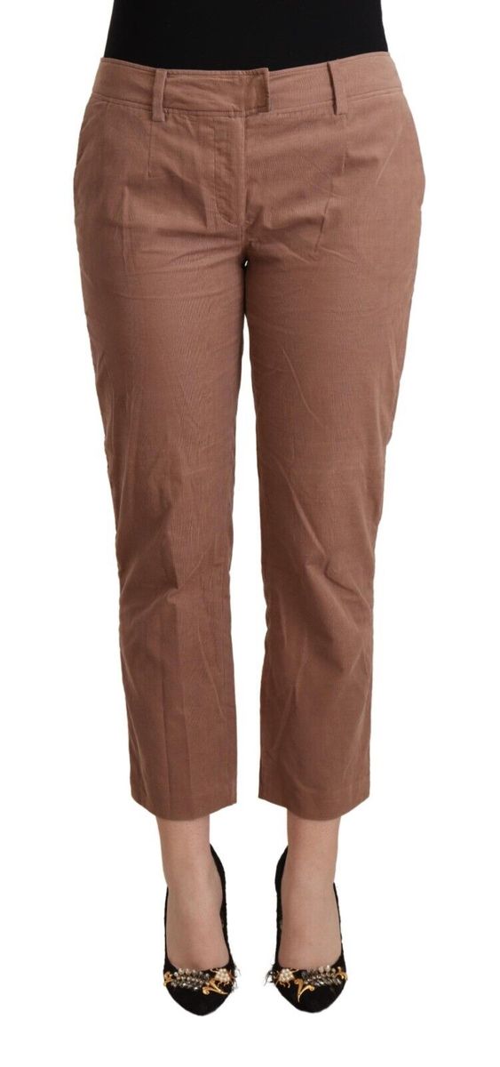 Costume National Damen Braune Baumwoll-Hosen mit schmalem Schnitt