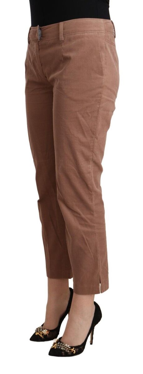Schmal geschnittene verkürzte Baumwollhose