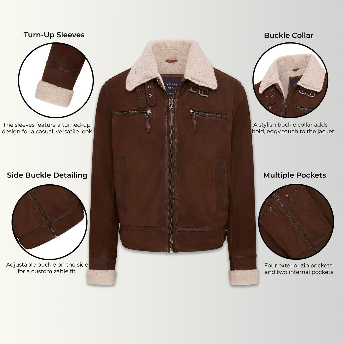 Fliegerjacke aus Wildleder mit Sherpa-Kragen