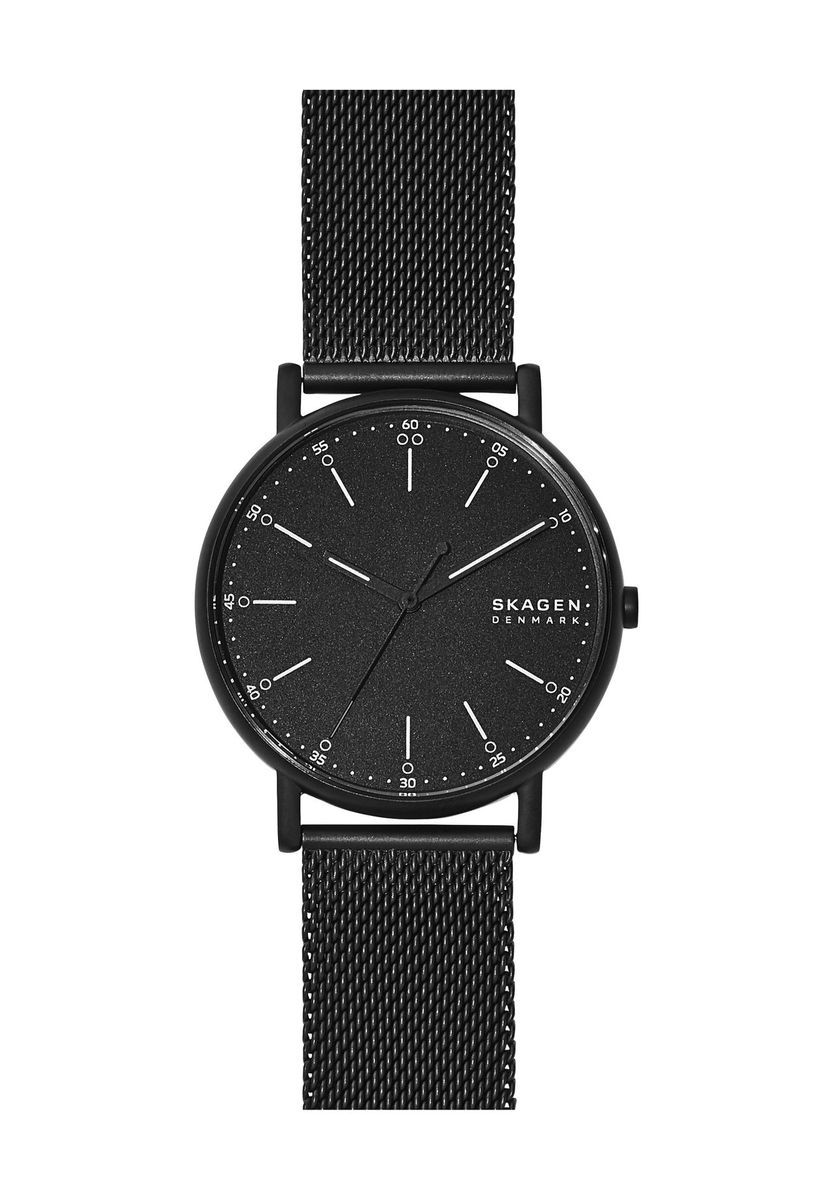 Minimalistische schwarze Mesh-Armbanduhr