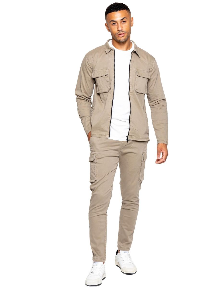 Herren Cargo Outfit Set Beige