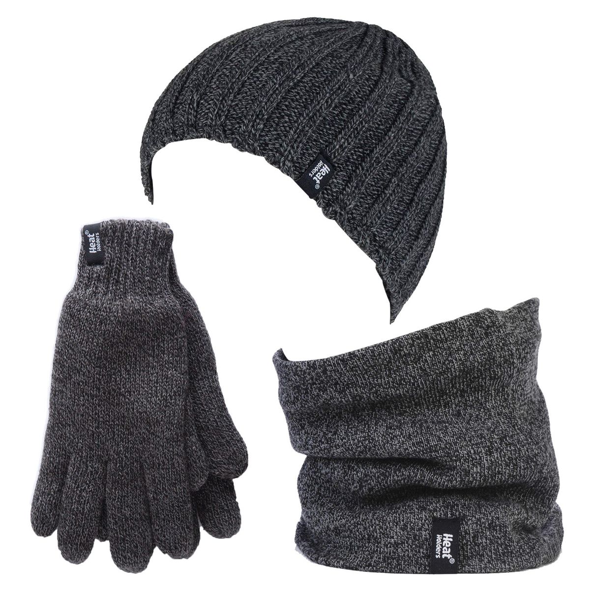 Heat Holders - Thermische Wintermütze, Halswärmer und Handschuhe aus Fleece für Männer - Grau