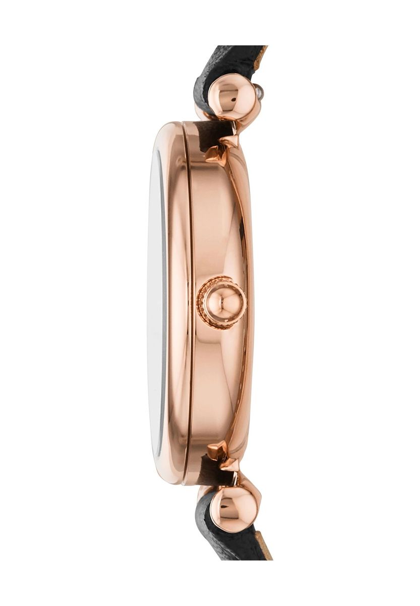 Elegante roségoldene schwarze Lederuhr