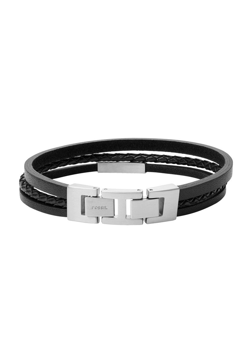 Herren Armband aus geflochtenem schwarzen Leder