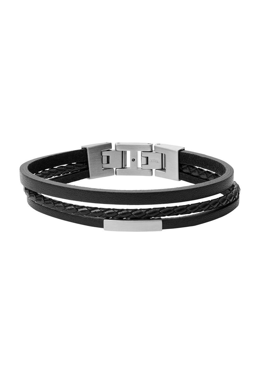 Herren Armband aus geflochtenem schwarzen Leder