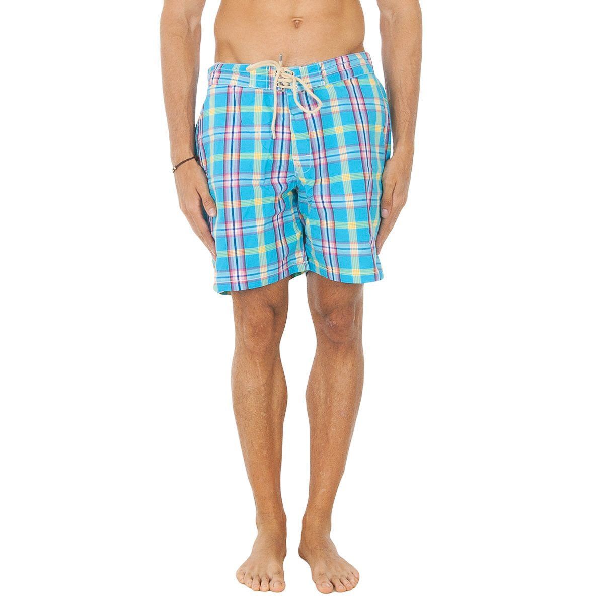 Herren Badeshorts mit Kordelzug und Karomuster