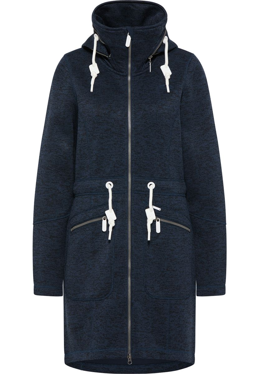 Damen Fleece Strickmantel mit Kapuze