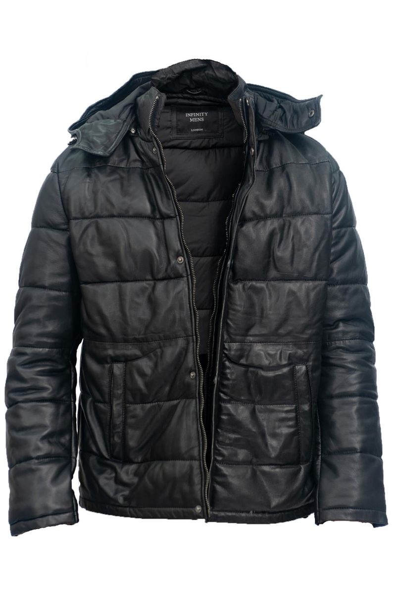 Wattierte Jacke aus Lammnappa-Leder