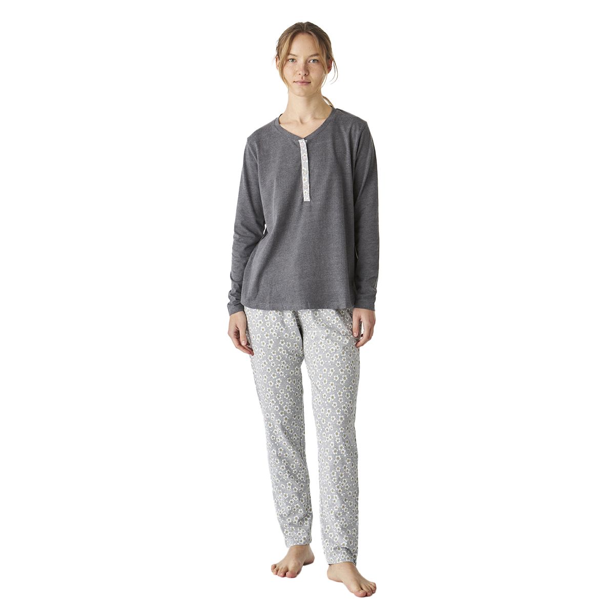 Damen Baumwoll Pyjama Set mit langen Ärmeln