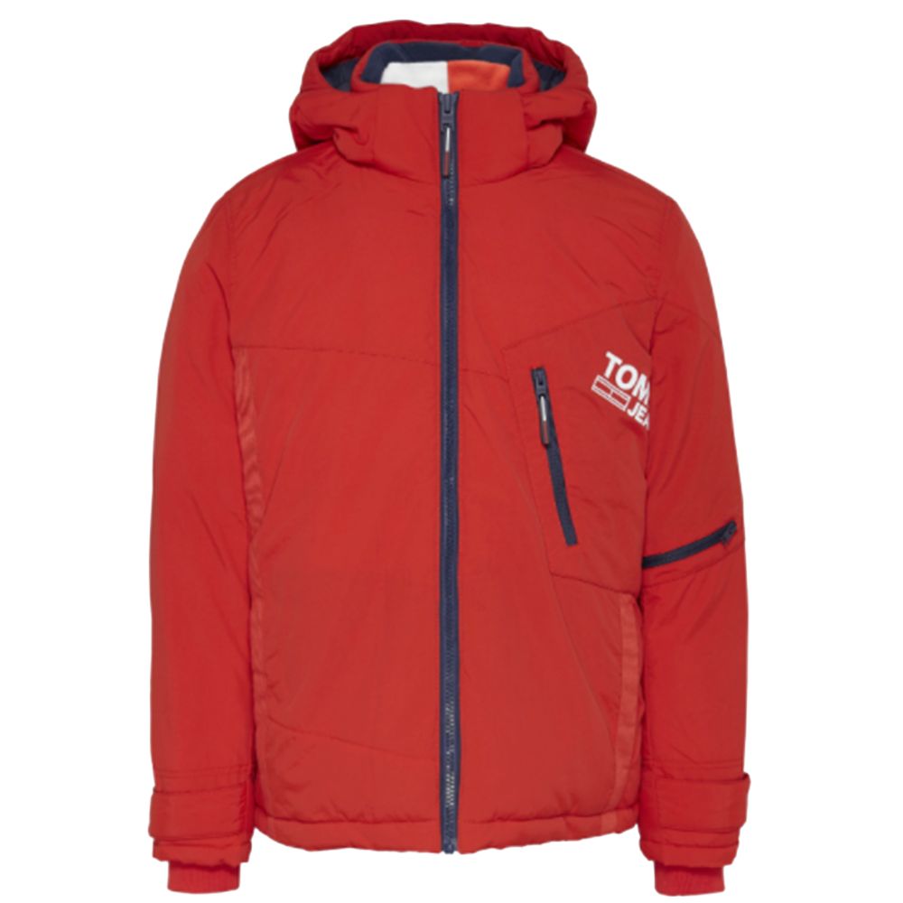 Herren Rote Gesteppte Grafikjacke