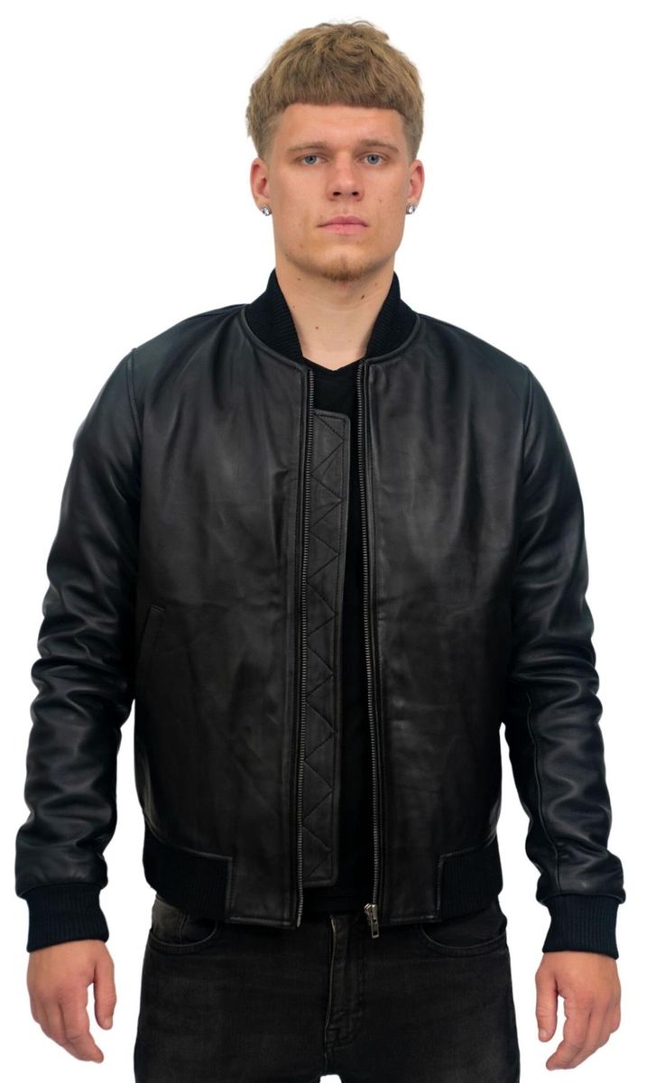 Herren Leder Retro Bomberjacke