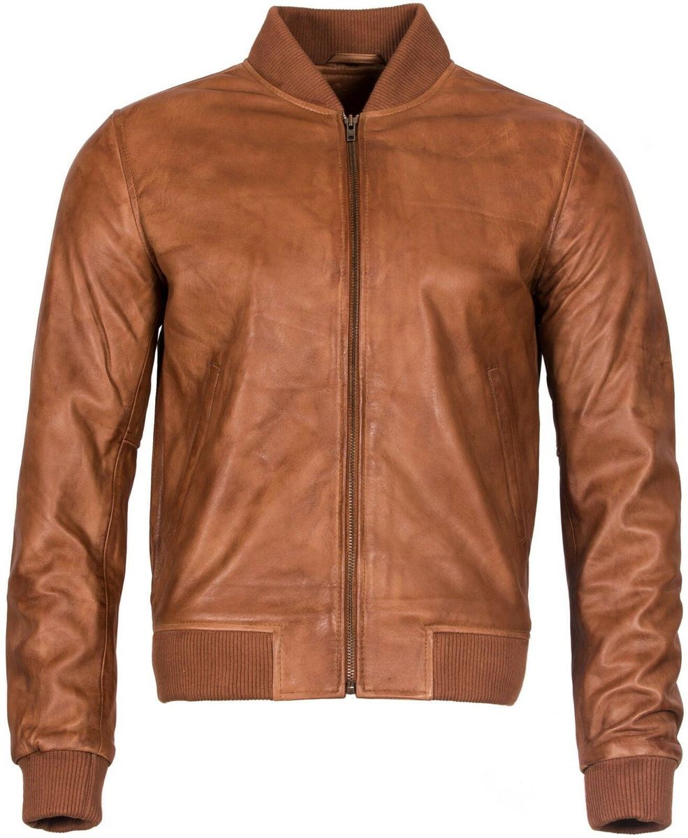 Herren Leder Retro Bomberjacke