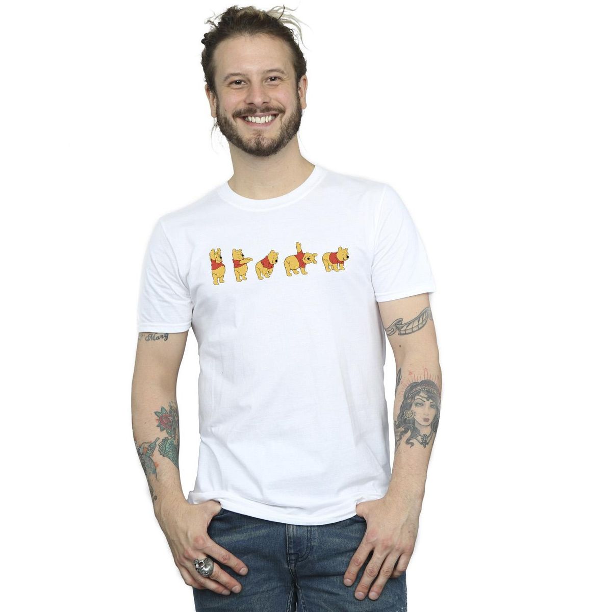 Grafik-T-Shirt mit dehnendem Bären-Motiv