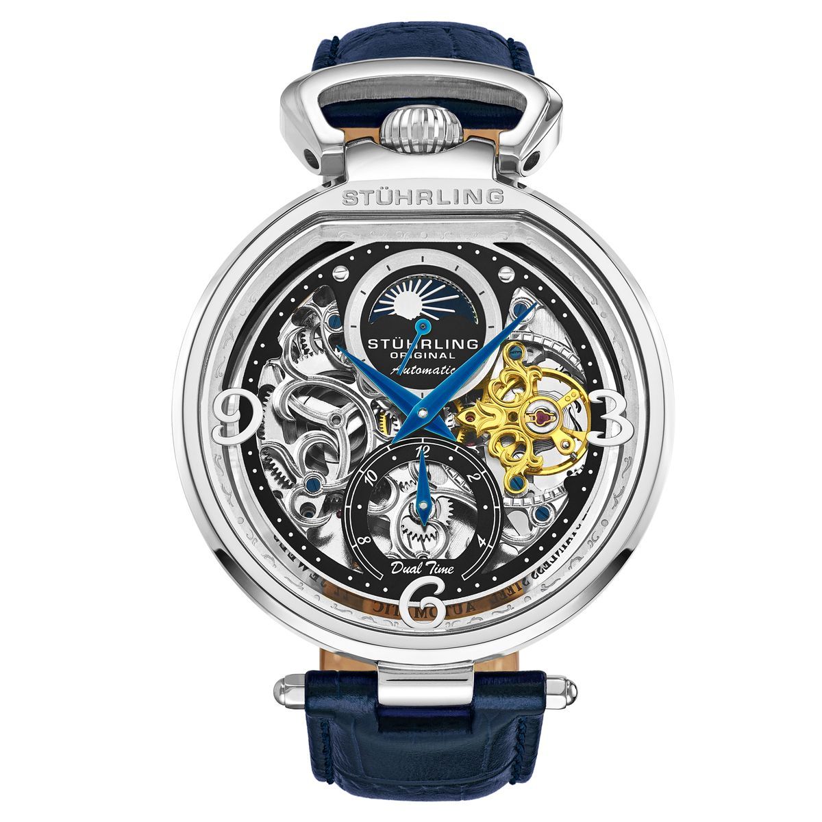 Silberne Automatikuhr mit Dual Time