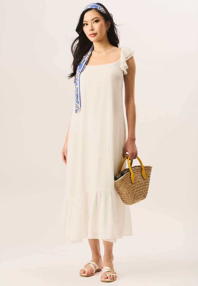 Ärmelloses Rüschen-Maxikleid