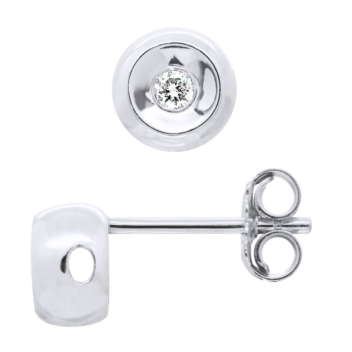 Herz-Ohrstecker mit Diamanten in Silber