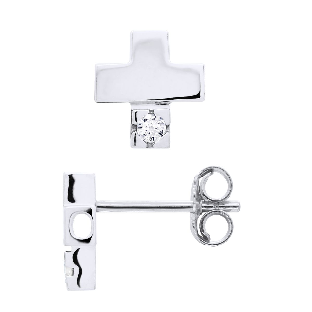 Herz-Ohrstecker mit Diamanten in Silber