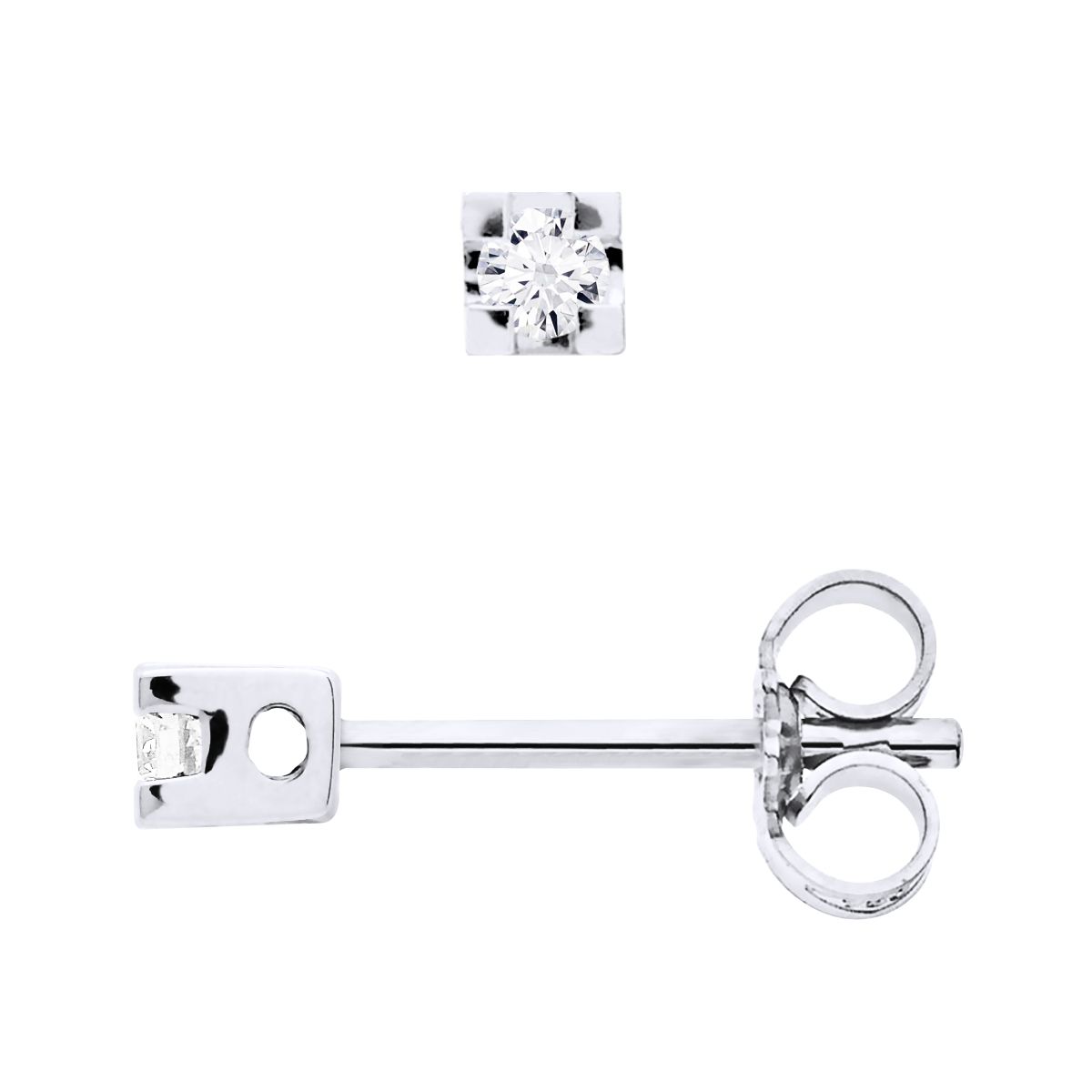 Herz-Ohrstecker mit Diamanten in Silber