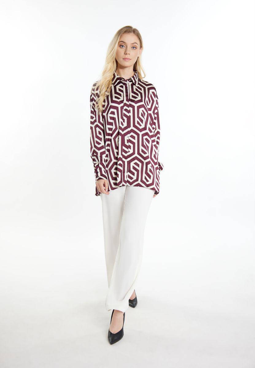 Satinbluse mit geometrischem Muster