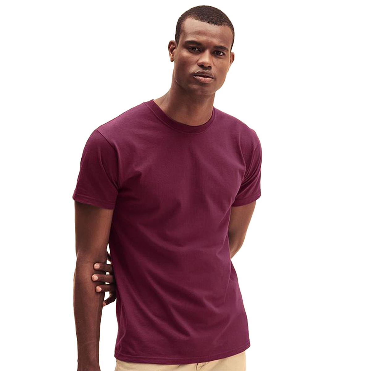 Herren Burgunder Klassisches Rundhals T-Shirt