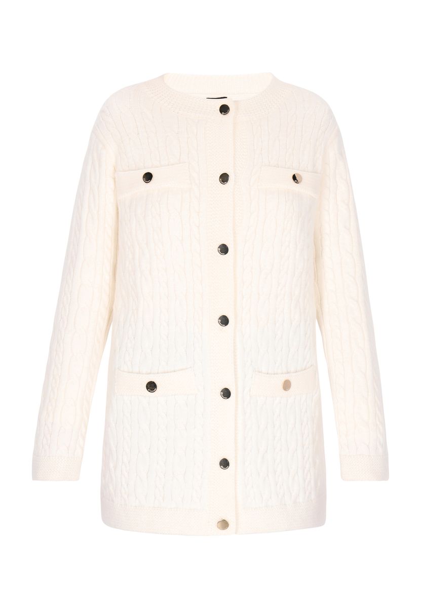 Elegante Zopfstrickjacke mit Taschen