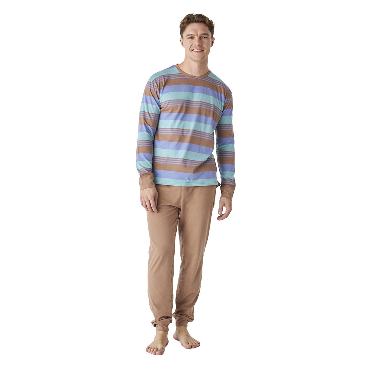 Herren Baumwoll Pyjama Set Langarm