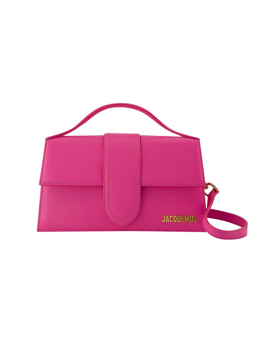 Leuchtend pinke Ledertasche mit Griff
