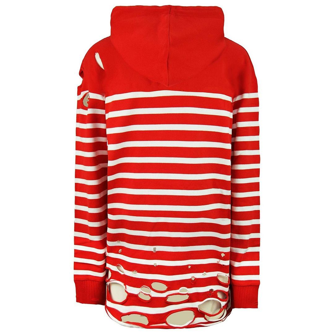 Gestreifter Distressed-Logo-Hoodie