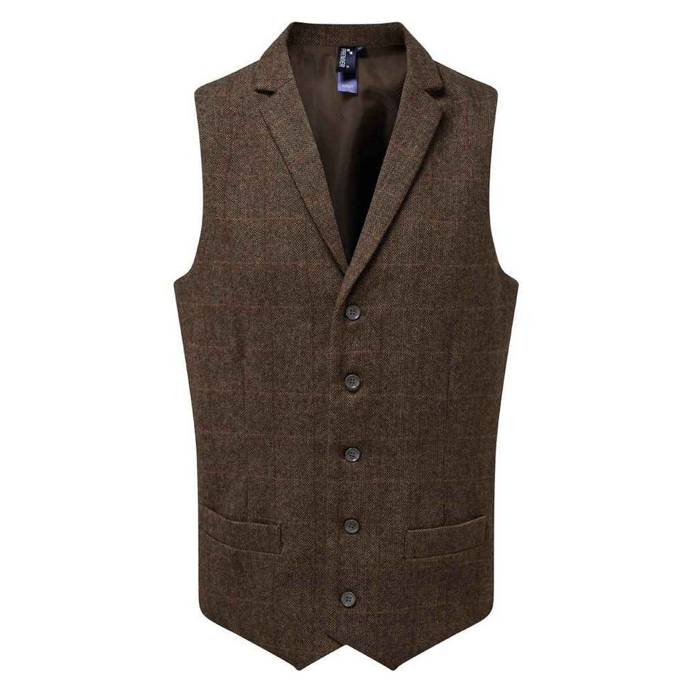 Fischgräten-Tweed-Weste mit Revers