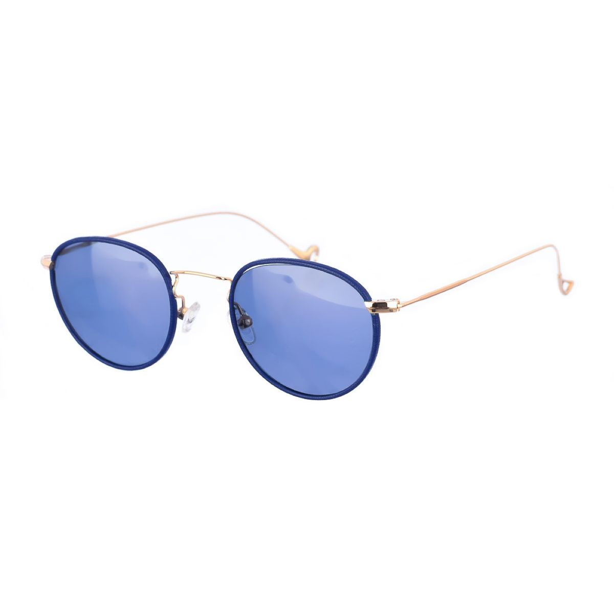 Runde Metall Sonnenbrille mit blauen Gläsern