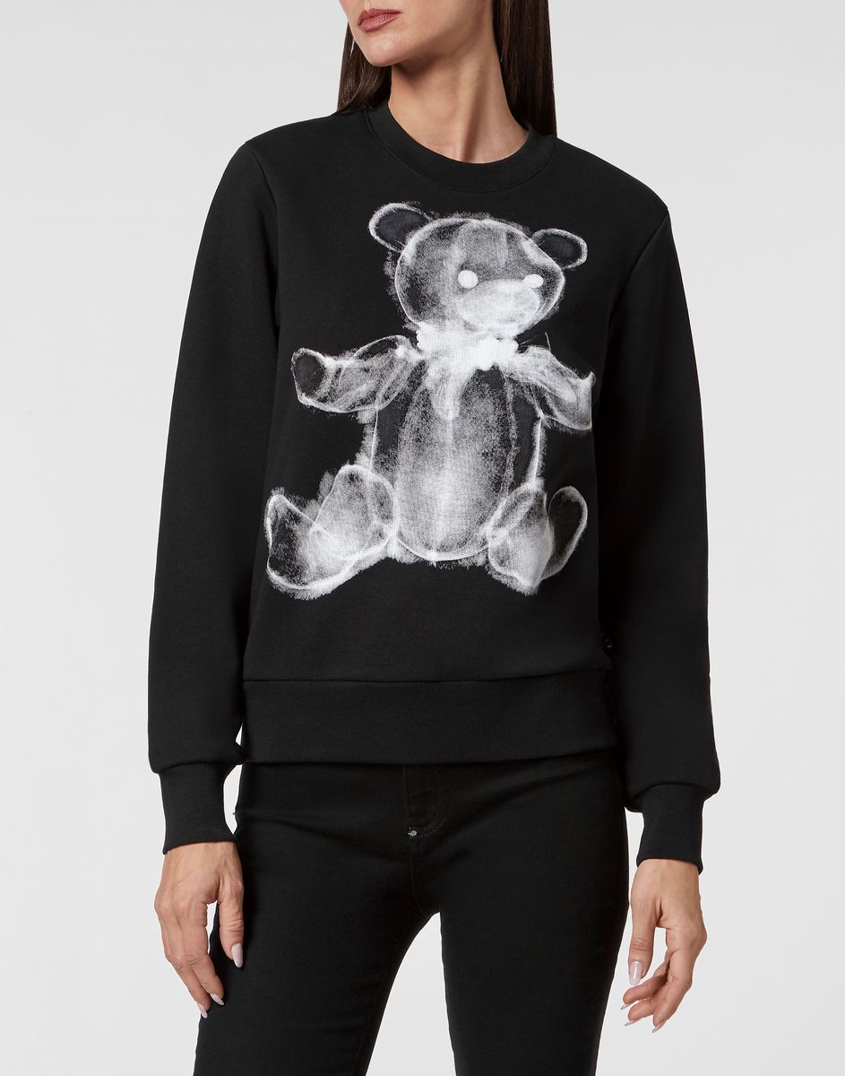 Sweatshirt mit Teddybär-Print und Rundhalsausschnitt