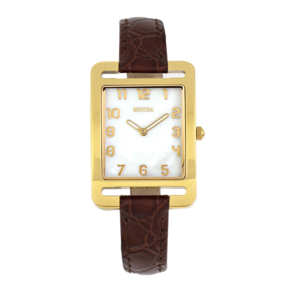 Elegante goldfarbene rechteckige Uhr