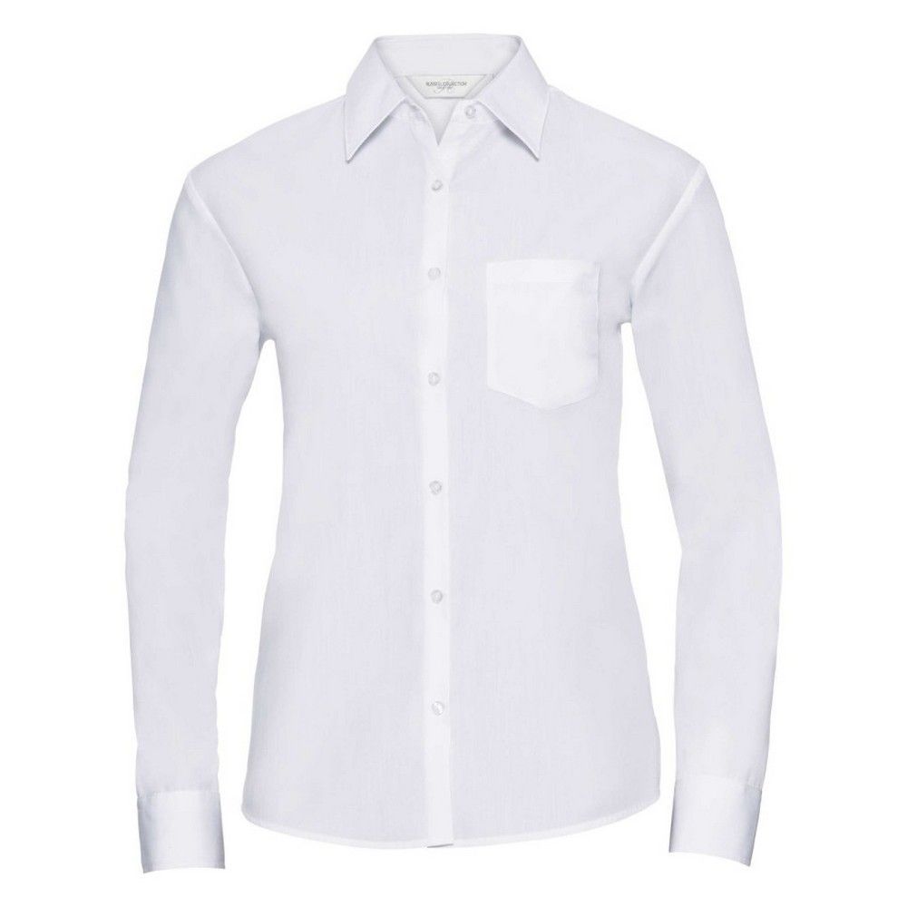Russell Collection - Formelles Hemd Pflegeleicht für Damen Langärmlig (Weiß)