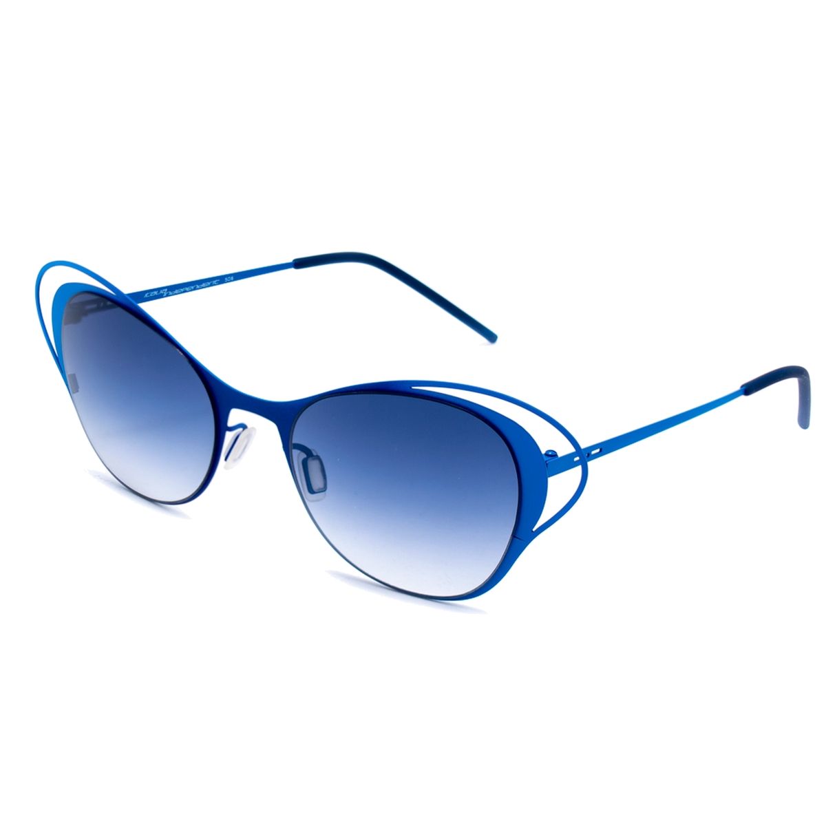 Blaue Cat-Eye-Sonnenbrille aus Metall