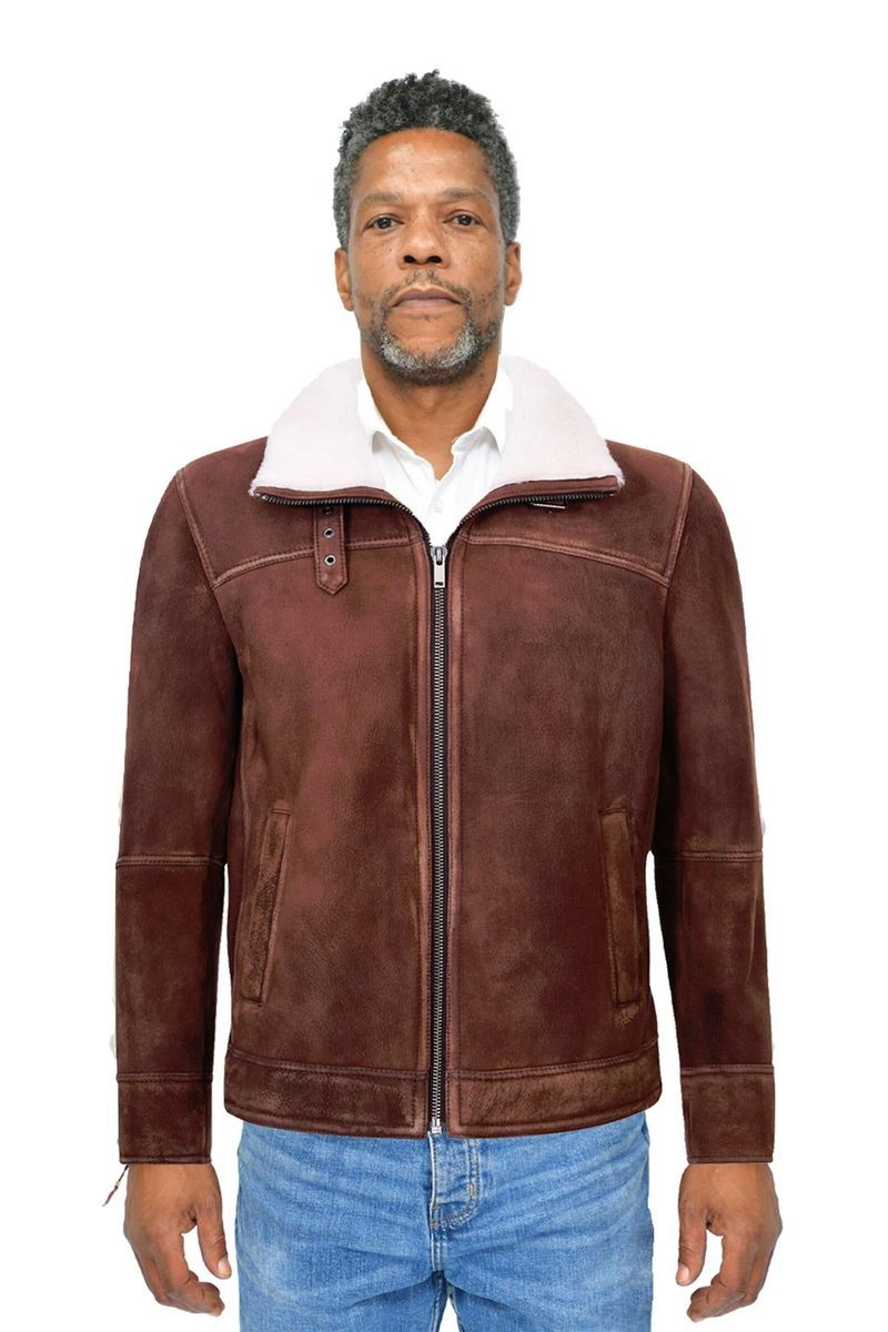 Herren Shearling Harrington Bomber Jacke