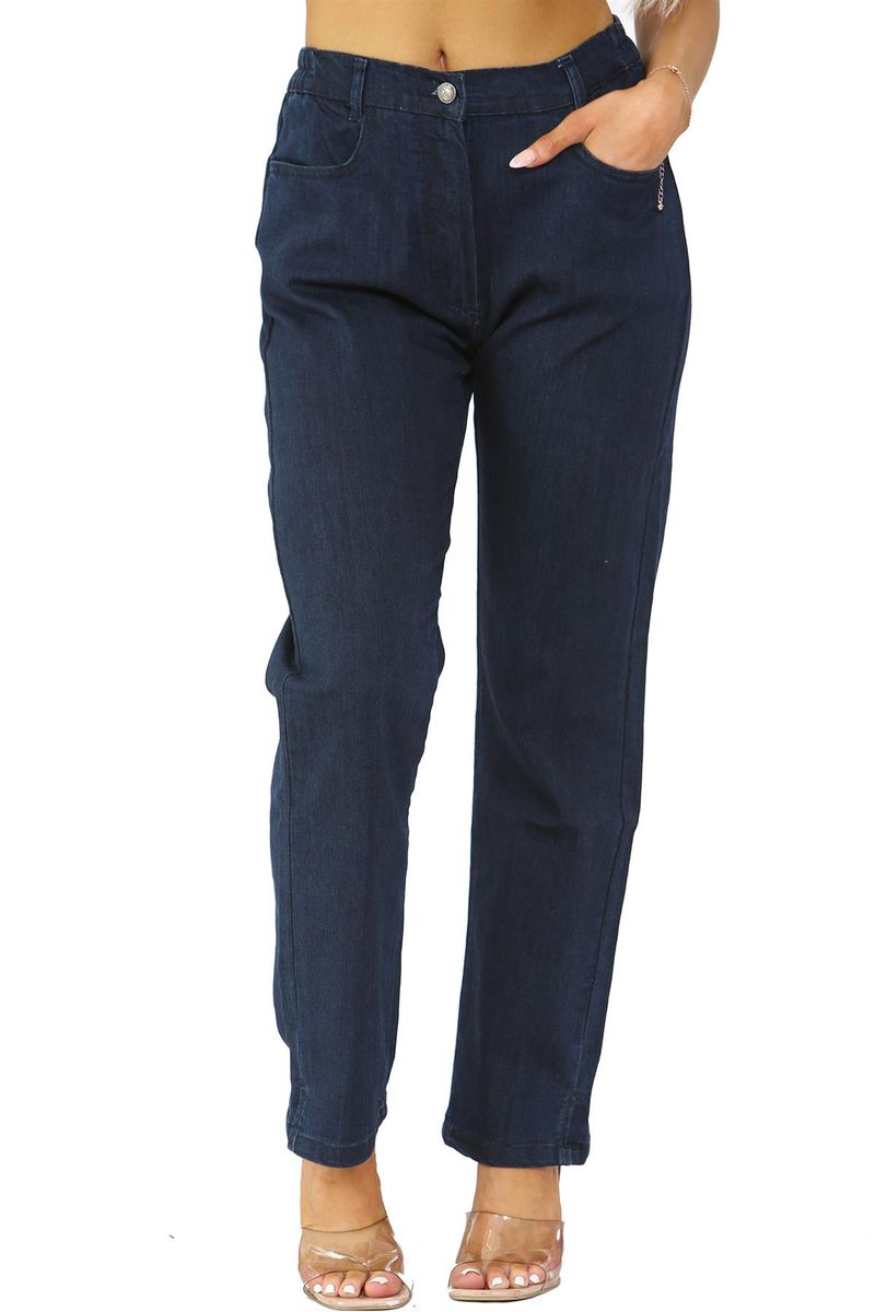 Dunkelblaue Straight-Leg-Jeans mit Komfortbund