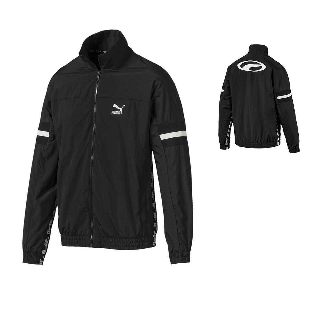 Schwarze Retro Trainingsjacke mit Reißverschluss