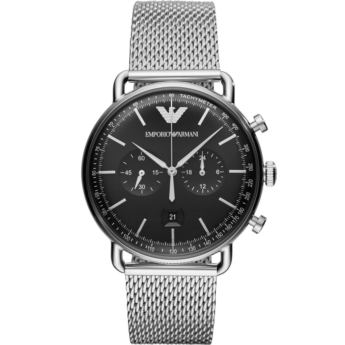 Emporio Armani Silber Mesh Chronograph