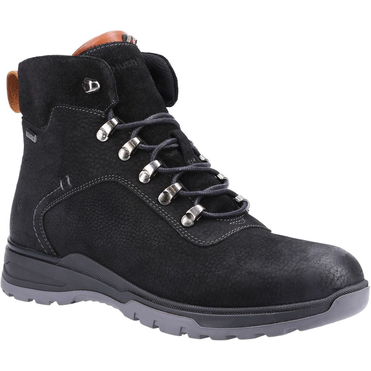Hush Puppies Paul Leder Herren Schwarz Nubuk Stiefel