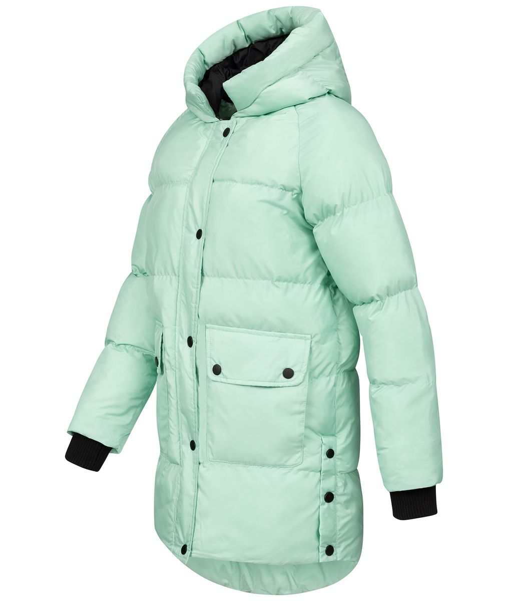 Lange Steppjacke mit Kapuze
