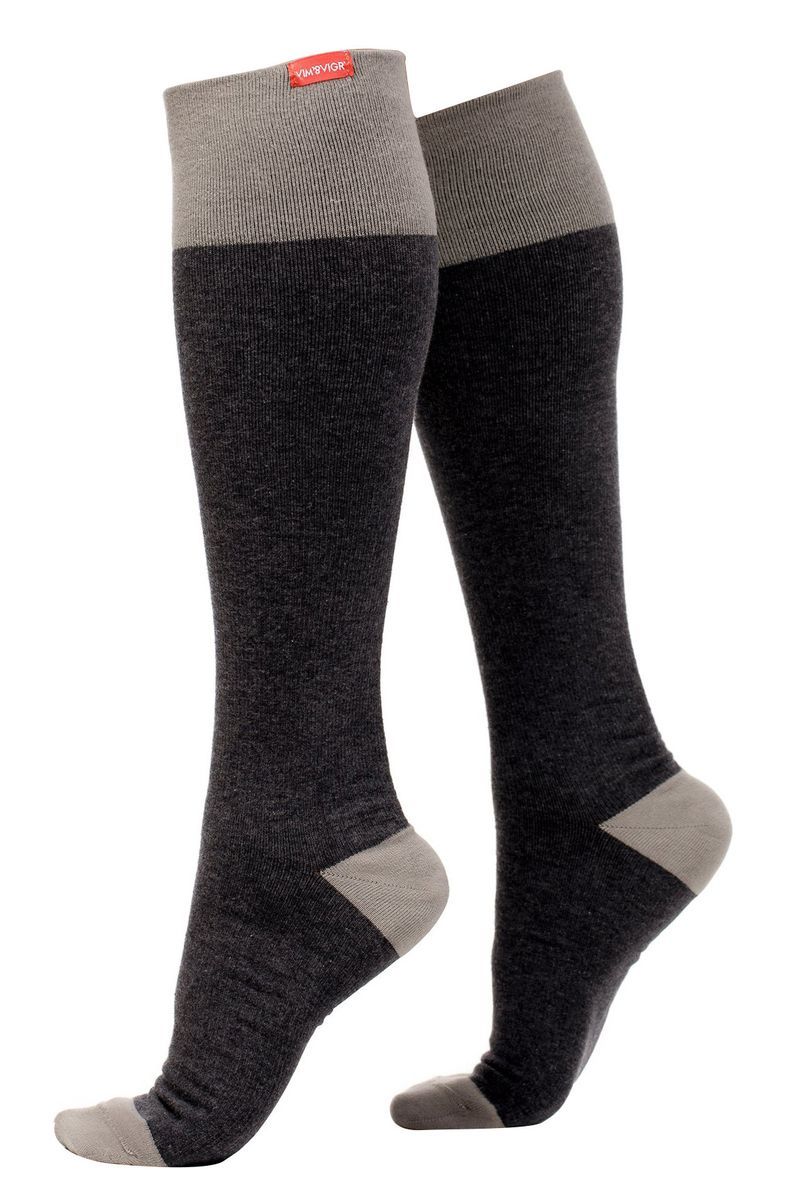 VIM&VIGR - Abgestufte Kompressionssocken 15-20 mmhg für Männer & Frauen | Baumwollsocken für Schwangerschaft, TVT & geschwollene Beine - Dunkel- & Hellgrau